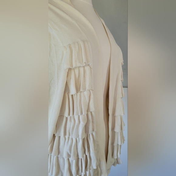 Kenneth Cole Reaction Ruffle Cardigan Sweater Womens Size L Fall Fashion - Picture 6 of 7